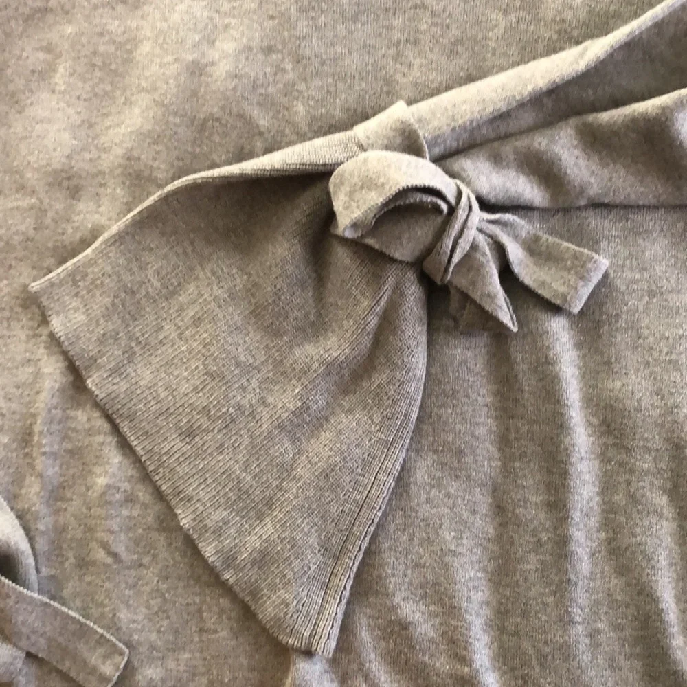 J. Crew Lightweight Gray Sweater 100% Cotton with Tie Sleeves Size L - Picture 5 of 7